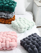 Knot Pillow Meditation Cushion Large Floor Cushions Sitting Funky Throw Pillows Chair Pillows Soft Pads Square Knotted Seat Cushions for Home Decoration Living Room Bedroom Sofa Couch Caramel