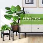 2 Pack Bamboo Plant Stands, Adjustable Plant Stand Indoor, Mid Century Modern Plant Stand, Plant Holder for Living Room, Balcony Fits 8 to 12 Inches Pots (Black)