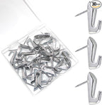 30 PCS Picture Hanging Nails Thumb Tacks for Wall Hangings, Heavy Duty Push Pins Wall Hooks for Drywall Cork Board, Picture Hanging Kit with Nails High Heel Silver