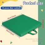 Sawysine 12 Pcs Floor Cushions Classroom Flexible Floor Seating with Handle for Kids in Home School Classroom Kindergarten Daycare Nursery(Novel Color,Square)