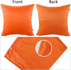 Thmyo 4-Pack 100% Cotton Comfortable Solid Decorative Throw Pillow Cases Square Cushion Cover Pillowcases Sublimation Blank Pillow Cover Halloween DIY Throw Pillowcase(16x16inch/40x40cm,Orange)