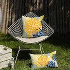DFXSZ Yellow Blue Flower Pillow Covers 12x20 Inch Set of 2 Outdoor Throw Pillows Outdoor Waterproof Decor for Living Room Sofa Patio Funiture Garden Floral Polyester Pillow Covers 002J12