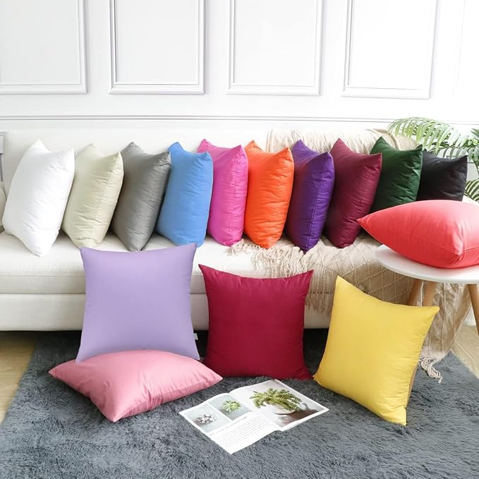 4-Pack 100% Cotton Comfortable Solid Decorative Throw Pillow Case,Thmyo Square Cushion Cover Pillowcase Sublimation Blank Pillow Covers DIY Throw Pillowcase for Sofa(26x26 inch/ 66x66cm,Sky Blue)