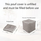 Louis Donné Unstuffed Storage Pouf Ottoman Cover 45x45 Cotton Linen DIY Decorative Footrest for Living Room Bedroom Home Office Replacement (Only Cover)
