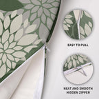 Sage Green Cream Grey Gray Pillow Covers 24X24 Inch Set of 2, Modern Dahlia Floral Print Decorative Throw Pillow Covers Outdoor Farmhouse Cushion Case for Home Couch Sofa Bed Decoration