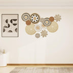 13 Pack Boho Wall Basket Decor Set, Hanging Woven Seagrass Rattan Wicker Boho Wall Decor, Round Farmhouse Wall Hanging Baskets Rustic Flat Wall Art for Living Room Bedroom Kitchen (Style 10)