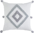 Indigo Ink - Decorative Pillow, Tufted Diamond Pillow with Tassels, Throw Pillows for Couch or Bed, Boho Home Decor, 20" x 20" (Tufted Medallion Collection, White/Grey)