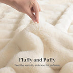 NEXHOME PRO Faux Fur Throw Blanket, Ultra Soft Cozy Warm Fuzzy Fluffy Plush Reversible Blanket for Couch, Sofa, Bed, Home Decor Gift, Beige 5060
