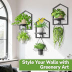 iDavosic.ly Wall Plant Picture Frame Holder Set of 3 for Indoor, Metal Stand with Hanging Hooks, Floating Flower Display Home Decor, Space Saving & Easy to Assemble (Pots/Chains/Plants Not Included)