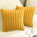 2 Pack 16x16 Pillow Cover Velvet Pillow Covers, Faux Fur Square Throw Pillow Covers for Living Room Decorations Throw Pillow Case, Throw Pillow Cover Cushion Cover for Sofa Bedroom Car, Mustard Yellow