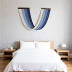 guzhiou Large Macrame Wall Hanging, Boho Wall Tapestry Decor, Fiber Wall Art Background Decor for Living Room Bedroom - Modern Craftsmanship Headboard (Blue)