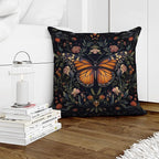 William Morris Abstract Vintage Floral Velvet Butterfly Design Throw Pillow Covers Home Decor, Retro Art Decor Pillowcase Cushion Cover for Bed Sofa Living Room, Square 18x18inch (Black-Butterfly)