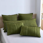Queen Pillow Shams 2 Pack, Queen Size Pillowcases, Soft Microfiber Geometric Striped Tufted Pillow Covers with Envelope Closure, Green, 20x30 Inches