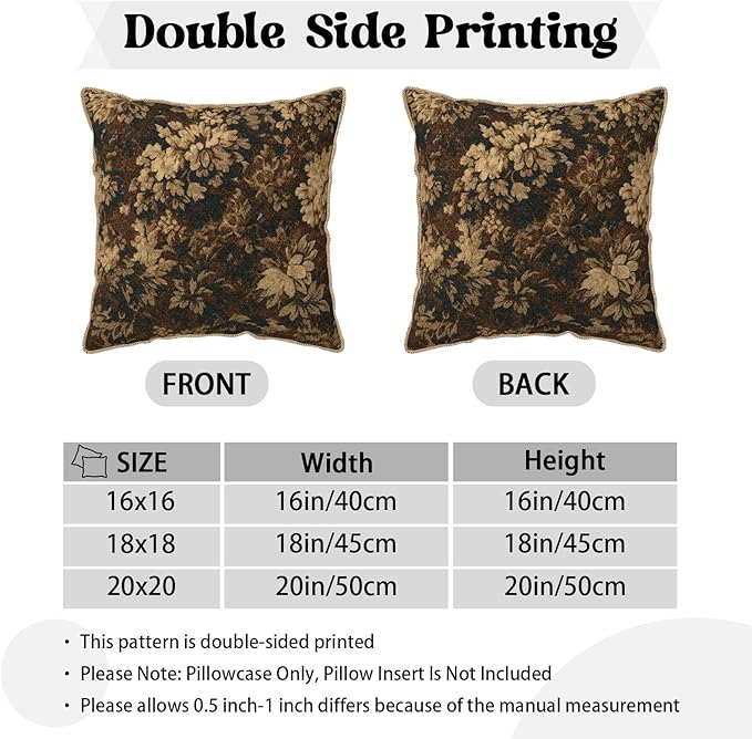 Neutral Flowers Dark Brown Soft Velvet Throw Pillow Covers Set of 2 Boho Vintage Abstract Floral Decorative Pillow Covers 16x16 Inch Retro Bohemian Pillow Case For Sofa Couch Farmhouse Home Decor