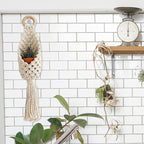 Macrame Plant Hangers, Hand Woven Wall Hanging Bohemian Jute Fruit Vegetable Basket Cotton Rope Hanging Planter Basket for Flower Pot Patio Plant Holder
