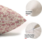 Light Pink Floral Pillow Covers 12x20 Set of 2 Vintage Rustic Old Style Cute Small Flower Pink Cream Print Decorative Outdoor Pillowcases Farmhouse Throw Cushion Case Decor for Couch Sofa Bed