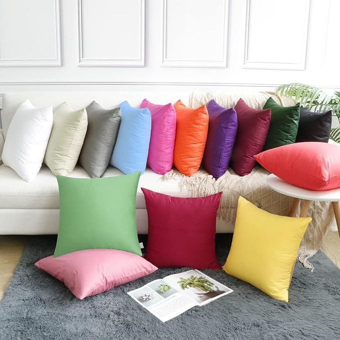 Thmyo 4-Pack 100% Cotton Comfortable Solid Decorative Throw Pillow Case, Square Cushion Cover Pillowcase Sublimation Blank Pillow Covers DIY Throw Pillowcase for Sofa(20x20 inch/ 50x50cm,Sage Green)