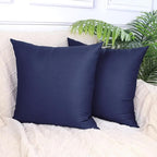 Thmyo 4-Pack 100% Cotton Comfortable Solid Decorative Throw Pillow Case, Square Cushion Cover Pillowcase Sublimation Blank Pillow Covers DIY Throw Pillowcase for Couch(16x16inch/40x40cm,Dark Blue)
