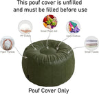 Louis Donné Waterproof Unstuffed Pouf Ottoman for Foot Rest DIY Faux Leather Moroccan Retro Stytle no Filler Cover Storage for Books Home docoration Pet priendly (Only Cover)(Lucky Green)