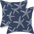 Navy Blue Starfish Pillow Covers 18x18 Inch Set of 2 Coastal Throw Pillows Summer Nautical Ocean Theme Decorations Beach Pillowcase Linen Outdoor Decor Farmhouse Cushion Case for Home Bedroom