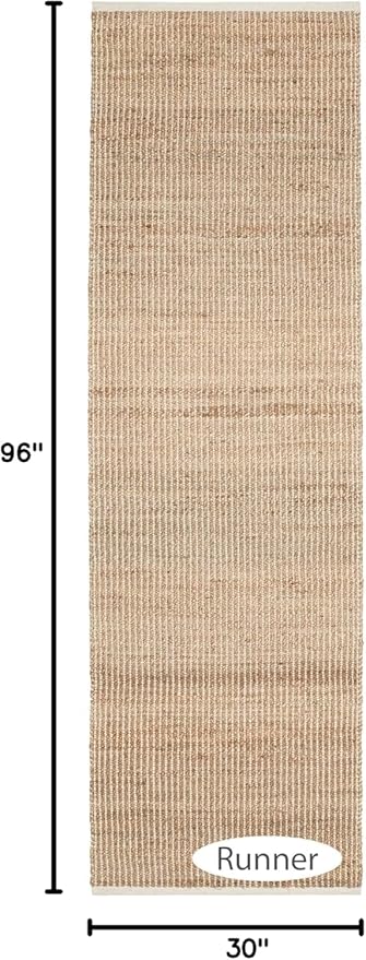 S & L Homes Jute Pulse Handwoven Natural Area Rug Runner for Living Room Bedroom Kitchen Hallway Entryway- Rustic Vintage Farmhouse Decor - (2.5' x 8' Natural Ivory)