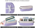 2 Pack Small Cotton Rope Woven Basket Toilet Paper Baskets for Organizing Decorative Baskets for Boho Decor Small Storage Basket 13"x5.9"x4" Purple