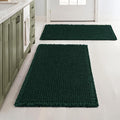 MIULEE Dark Green Set of 2 Waffle Bathroom Rugs, Boho Bath Rugs Non Slip Washable, Super Absorbent Bath Mats, Ultra Soft Rubber Backed Shower Mats for Bathroom Floor, Tub, 18x30 Inch