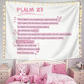 LIANGW Pink Christian Tapestry Aesthetic, Wall Tapestry for Bedroom, Pink Wall Art for Teen Girls & Women, Dorm Decor for College Girls, Bible Verses Tapestries Wall Hanging 50x60 inche
