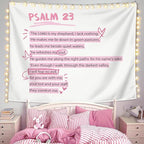 LIANGW Pink Christian Tapestry Aesthetic, Wall Tapestry for Bedroom, Pink Wall Art for Teen Girls & Women, Dorm Decor for College Girls, Bible Verses Tapestries Wall Hanging 50x60 inche