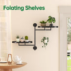 Rotating Window Shelves for Multiple Plants Indoor,2-tier Metal Corner Black Plant Stand Holder Floating Hanger Shelf for Wall，Windows Sill Gifts for Planter Lover to Enhance Home Decor