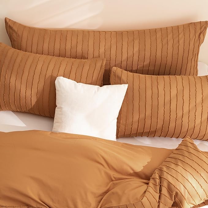 JELLYMONI Pillowcases Body Size Rust 1 Pack Boho Striped Bed Pillow Covers 20x54in Polyester Envelope Pillow Shams Tufted Bohemian Textured (Pillows are not Included)