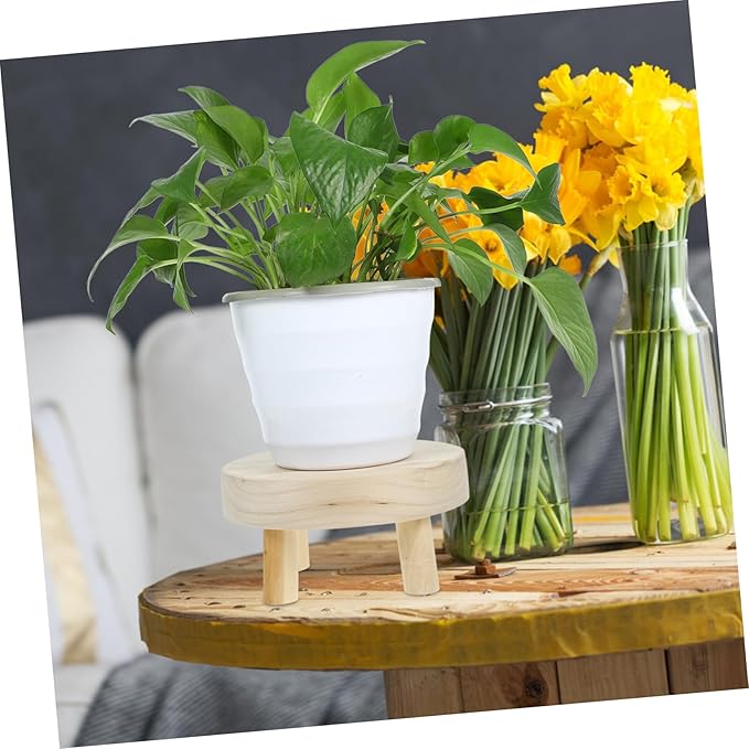 BESPORTBLE Small Plant Storage Rack Wooden Planter Holder Planter Stand for Home Boho Decor Stand