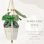 BB FUN HOUSE Plant Hanger Indoor Hanging Planter Basket with Wood Beads Decorative Flower Pot Holder No Tassels for Indoor Outdoor Boho Home Decor 35 Inch (POTS NOT Included)