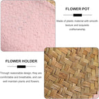 HANABASS Woven Seagrass Flower Basket with Handle 27cm Diameter Foldable Plant Pot Indoor Garden Decor Boho Style Patio Planter