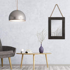 DECORKEY Rectangle Wall Mirror for Bathroom, Distressed White Wood Decor with Hanging Rope for Rustic Home Decor, Vanity, Living Room 12"×16"（Black）