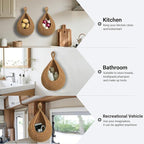 Hanging Fruit Baskets for Kitchen, 3 Pack Boho Cotton Rope Handwoven Vegetable Storage Wall Mounted Large Organizing Basket for Farmhouse Decor, Onion, Potato, Garlic and Plants (Caramel)