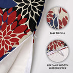 4th of July Pillow Covers 18X18 Inch Set of 2, Blue Red Black Modern Dahlia Floral Print Holiday Decorative Throw Pillow Covers Outdoor Farmhouse Cushion Case for Couch Sofa Bed Decor