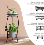 Plant Stand Indoor Outdoor 2 Tier 27" Tall Metal Potted Holder Rack Flower Pot Stand Heavy Duty Plant Shelf Rustproof Iron Multiple Plant Round Supports Rack for Planter Corner Garden