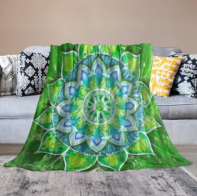 Abstract Mandala Throw Blanket Indian Hippie Bohemian Art Floral Texture Pattern Blanket for Sofa Bed Couch Chair Or Dorm 50"x60"