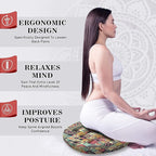 Mandala Meditation Cushion, Boho Meditation Mat, Meditation Pillows for Sitting on Floor, Cushions for Sitting in Home and Outdoor, Round Floor Pillows Cushion Seating for Yoga Accessories 22'' X 22''