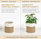 Dahey Small Cotton Rope Plant Basket Woven Plant Coiled Basket for Up to 7" Planter, Decorative Flower Pot Cover Closet Storage Bin Table Desk Organizer for Home Decor, White and Beige