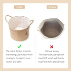 Mkono Woven Storage Basket Decorative Natural Rope Basket Wooden Bead Decoration for Blankets,Toys,Clothes,Shoes,Plant Organizer Bin with Handles Living Room Home, 16" Wx13.8 L, Cream White and Brown