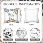 Tatuo 4 Pcs Flower Pillow Covers Square Spring Pillow Cushion Cases 18 x 18 Inch Family Faith Hope Love Words Decorative Summer Winter Cushion Case for Bed Couch Sofa Living Room(Brown Series)