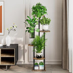 AZERPIAN Plant Stand Indoor 5 Tier Metal Plant Shelf for Multiple Plants Corner Tall Flower Holders for Living Room Balcony Bedroom Patio Garden (Black, 5 Tier)