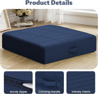 MeMoreCool Square Floor Pillows for Adults Kids, 2 Sets Large Meditation Cushion with 5" Thick Foam and Washable Tufted Cover, 22 Inch Navy Seat Floor Cushions for Sitting and Yoga