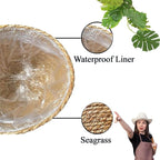 Woven Seagrass Plant Basket Without Handles | Decorative Planter for Small-Space Living or Natural Home Styling | Perfect for Living Room, Balcony, Patio, Kitchen or Gadren (Set of 3)