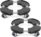 VANCASTLE Plant Caddy with Lockable Wheels Heavy Duty 450lbs Capacity, 15-22 Inch Adjustable Plant Stand with Wheels Rolling base, Plant Dolly for Flower Pot Mover Indoor Outdoor, Black, 2 Pack