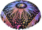 CRAFT KALA Large Round Bohemian Floor Pillow Pouf Cover Mandala Meditation Room Pillow Cover for Adults Boho Seating Poufs Cushion Cover for Kids Playroom 32" Round Multi Purple Burning Sun