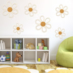 Barydat 6 Pcs Boho Nursery Decor Daisy Flower Woven Macrame Wall Hanging 3 Size Daisy Flower Wall Decor Bohemian Nursery Decorations for Home Dorm Art(White)