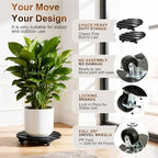 2 Pack Plant Caddy with Wheels 13'' Rolling Plant Stand Indoor Outdoor, Heavy Duty Wooden Plant Stand with Wheels 300Lbs Capacity with 360°Lockable Rolling Base for Pot, Planter, Tray, Patio